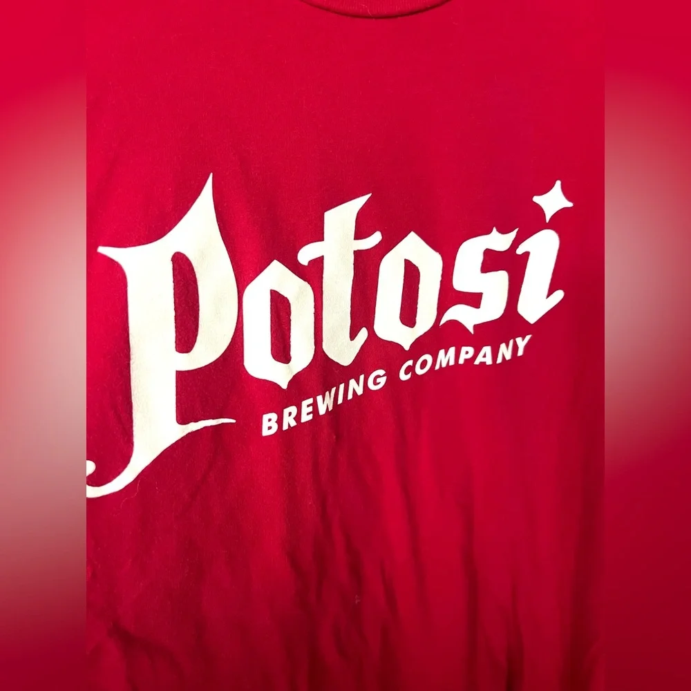 Potosi Brewing Co- Shirt, Red w/Screen print, Estimated size:‎ Medium